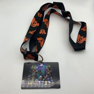 Disney Halloween Pin Trading Pumpkin Mickey Head Lanyard Orange/Black